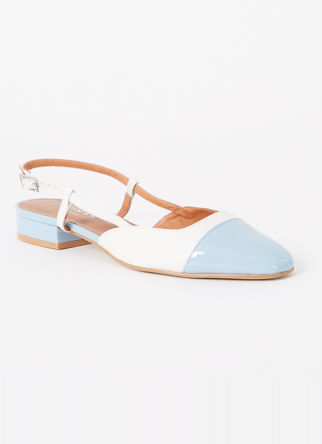 Jonak Dhapou slingback van leer - voorkant blauwgrijs