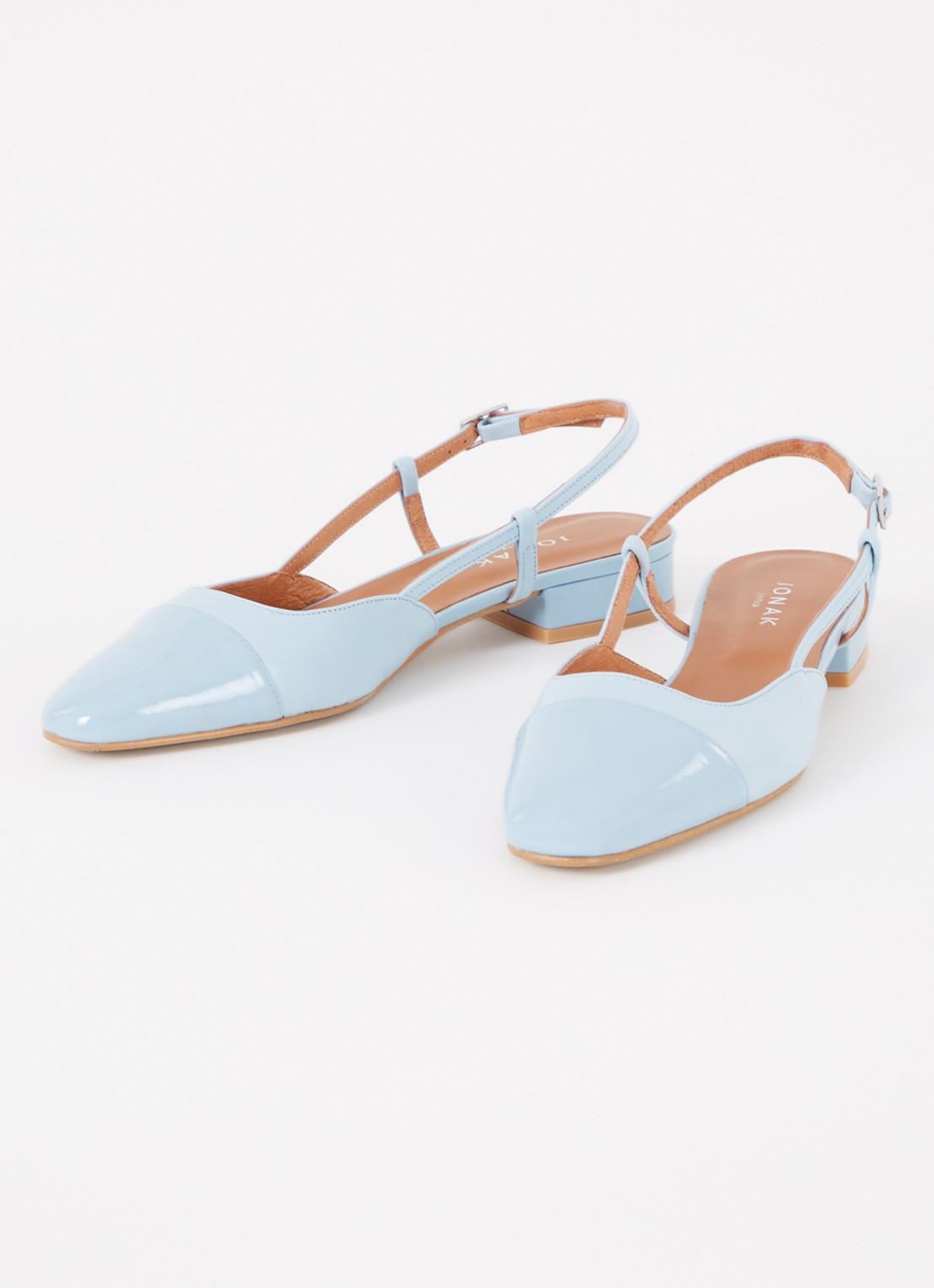 Jonak Dhapou slingback van leer - detail lichtblauw