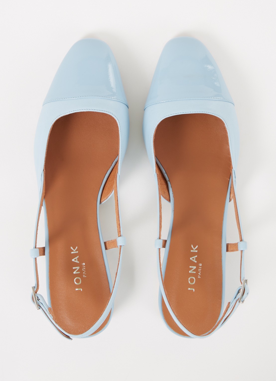 Jonak Dhapou slingback van leer - detail 2 lichtblauw