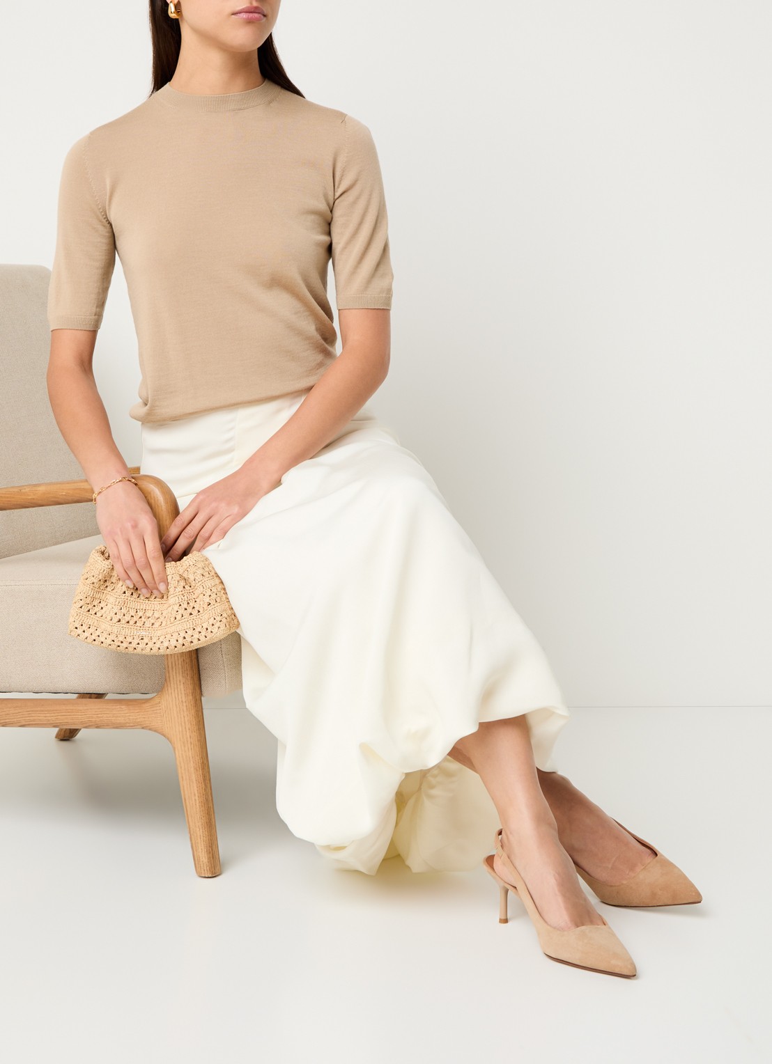 Jonak Diamantine pump van geitensuède - voorkant 6 beige