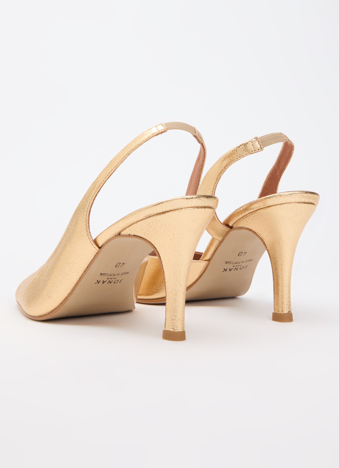 Jonak Dira slingback van geitenleer met metallic finish - achterkant goud