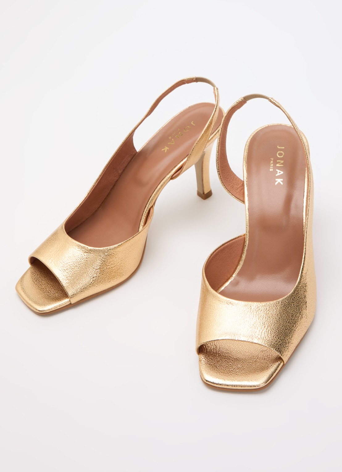 Jonak Dira slingback van geitenleer met metallic finish - detail 3 goud