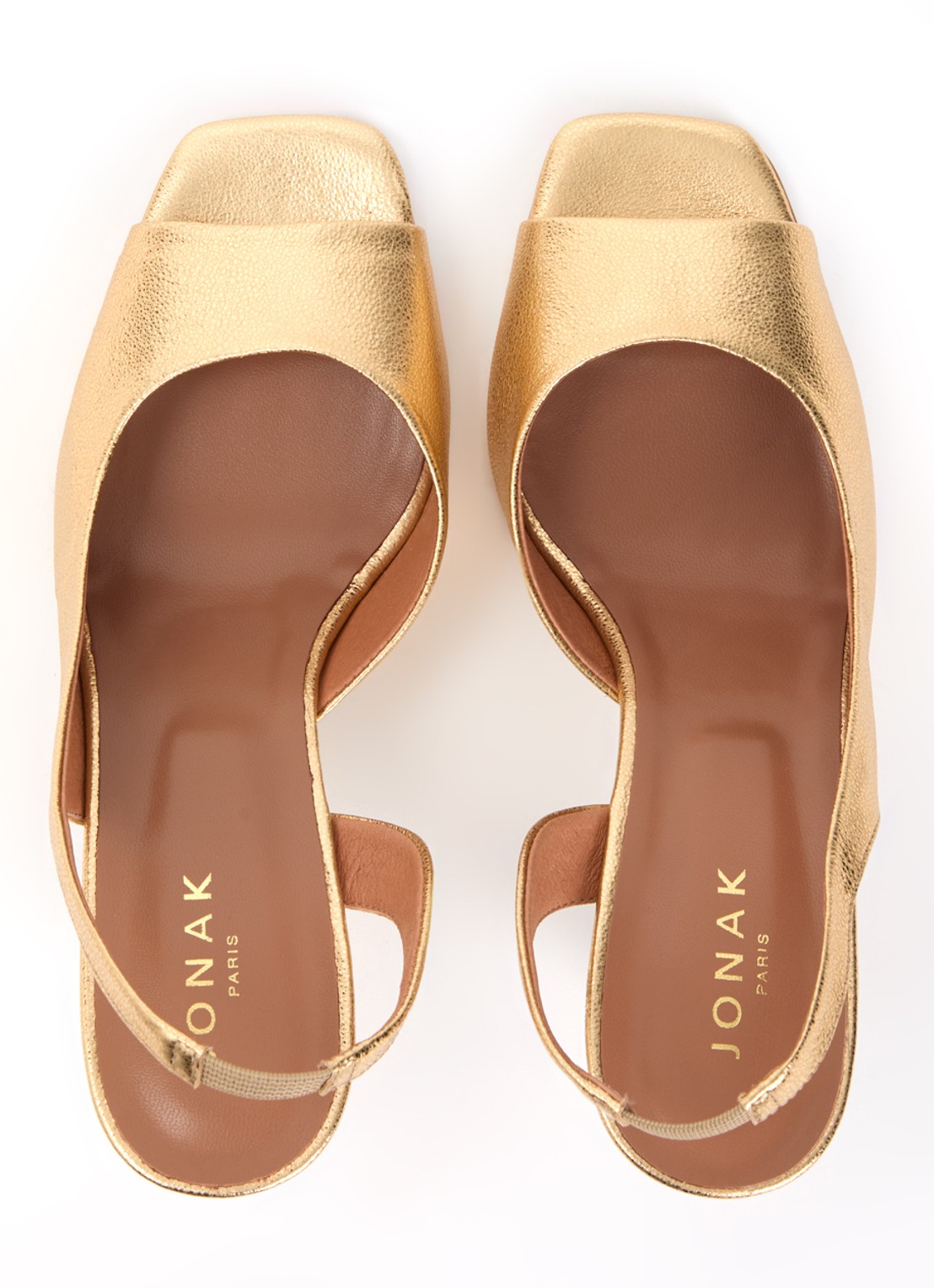 Jonak Dira slingback van geitenleer met metallic finish - detail 4 goud