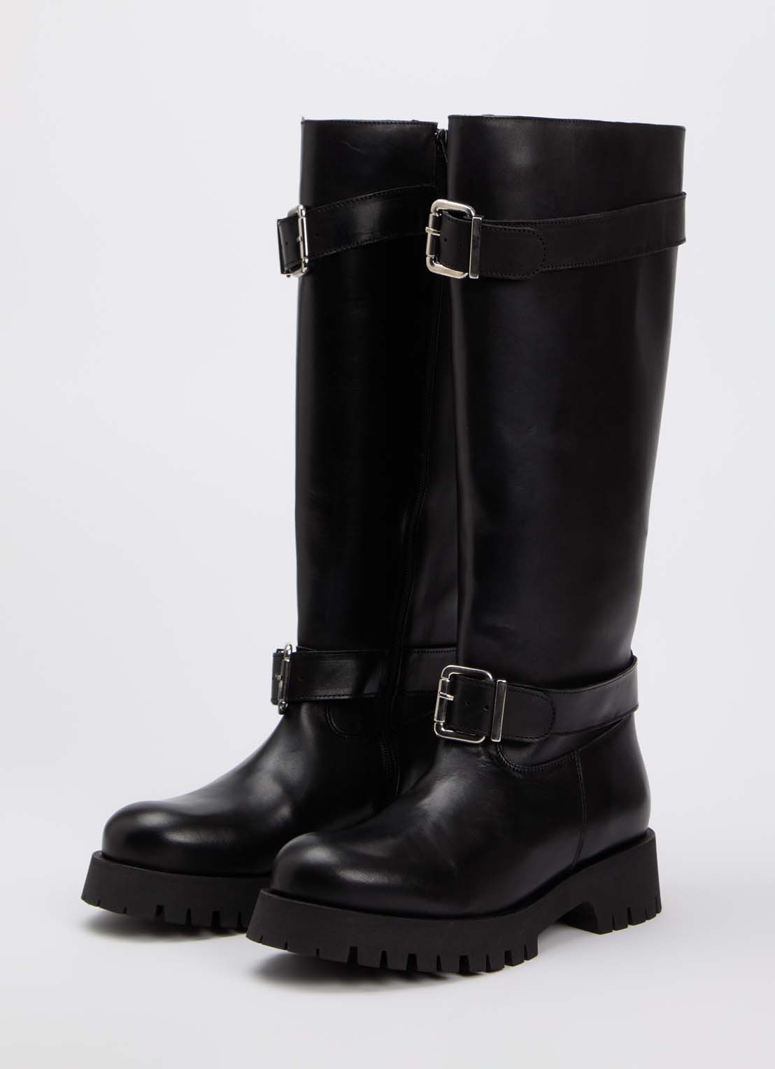 Jonak Done bikerboot van kalfsleer - detail 2 zwart