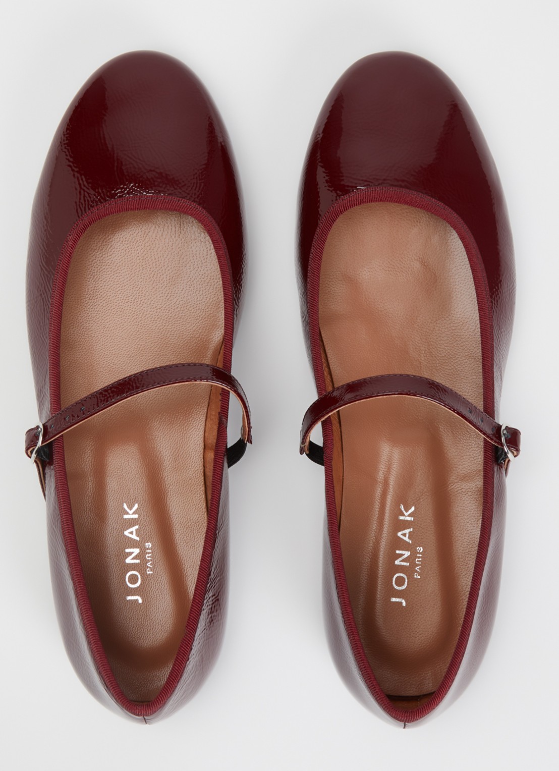 Jonak Douceur ballerina van leer met lakfinish  - detail 5 bordeauxrood