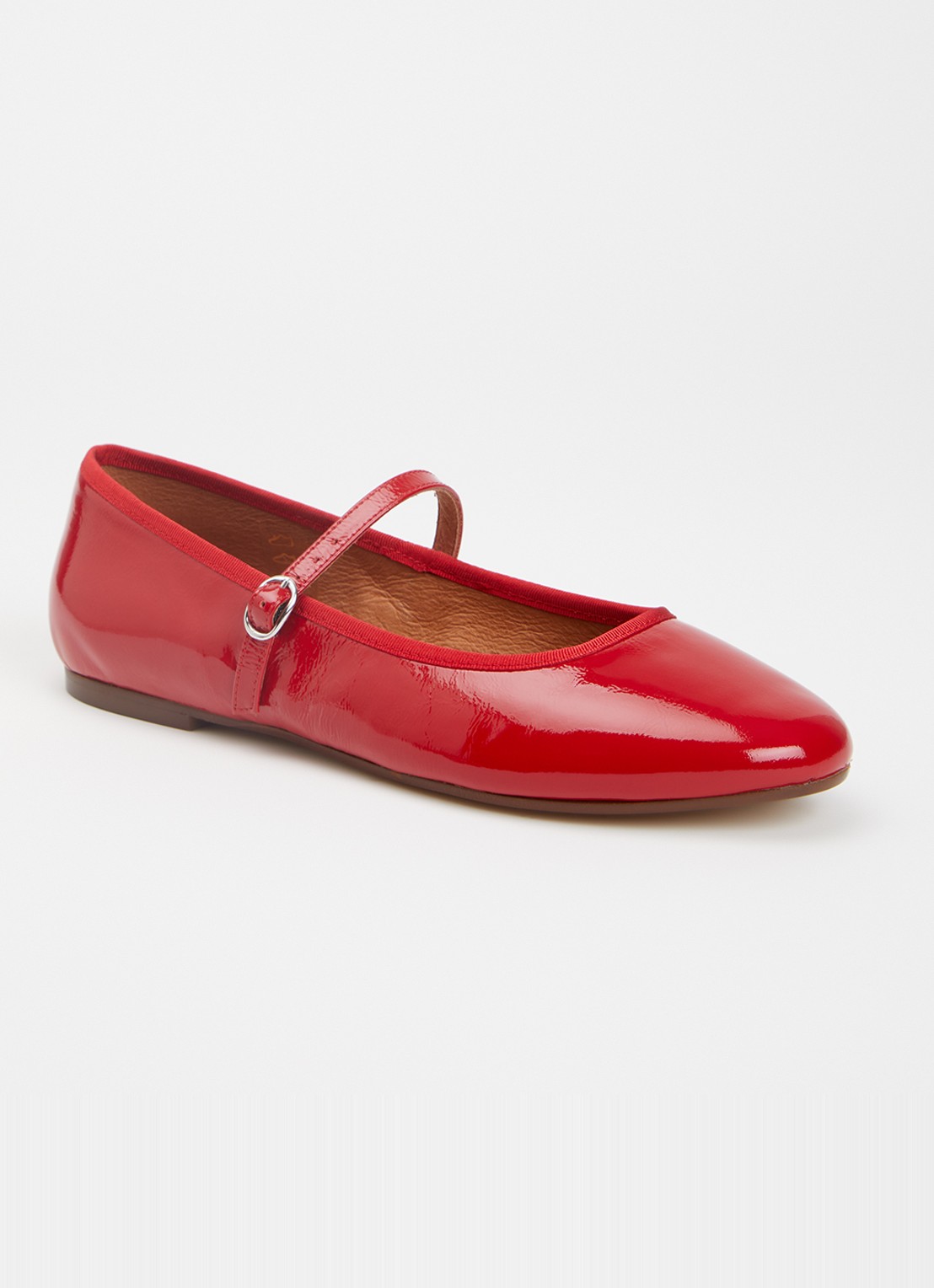 Jonak Douceur ballerina van leer met lakfinish  - voorkant rood