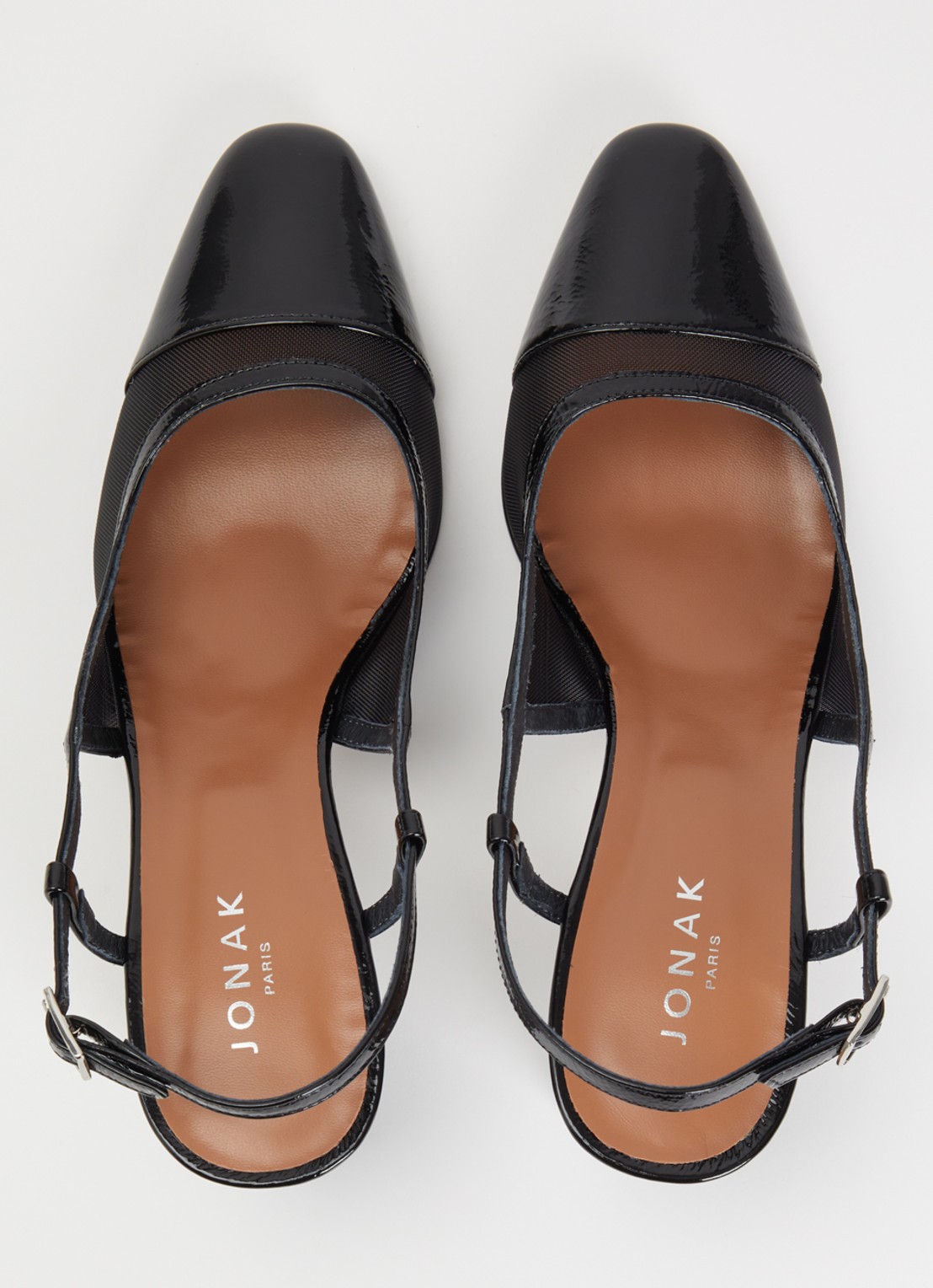 Jonak Drag sling-back van lakleer met details van mesh - detail 3 zwart