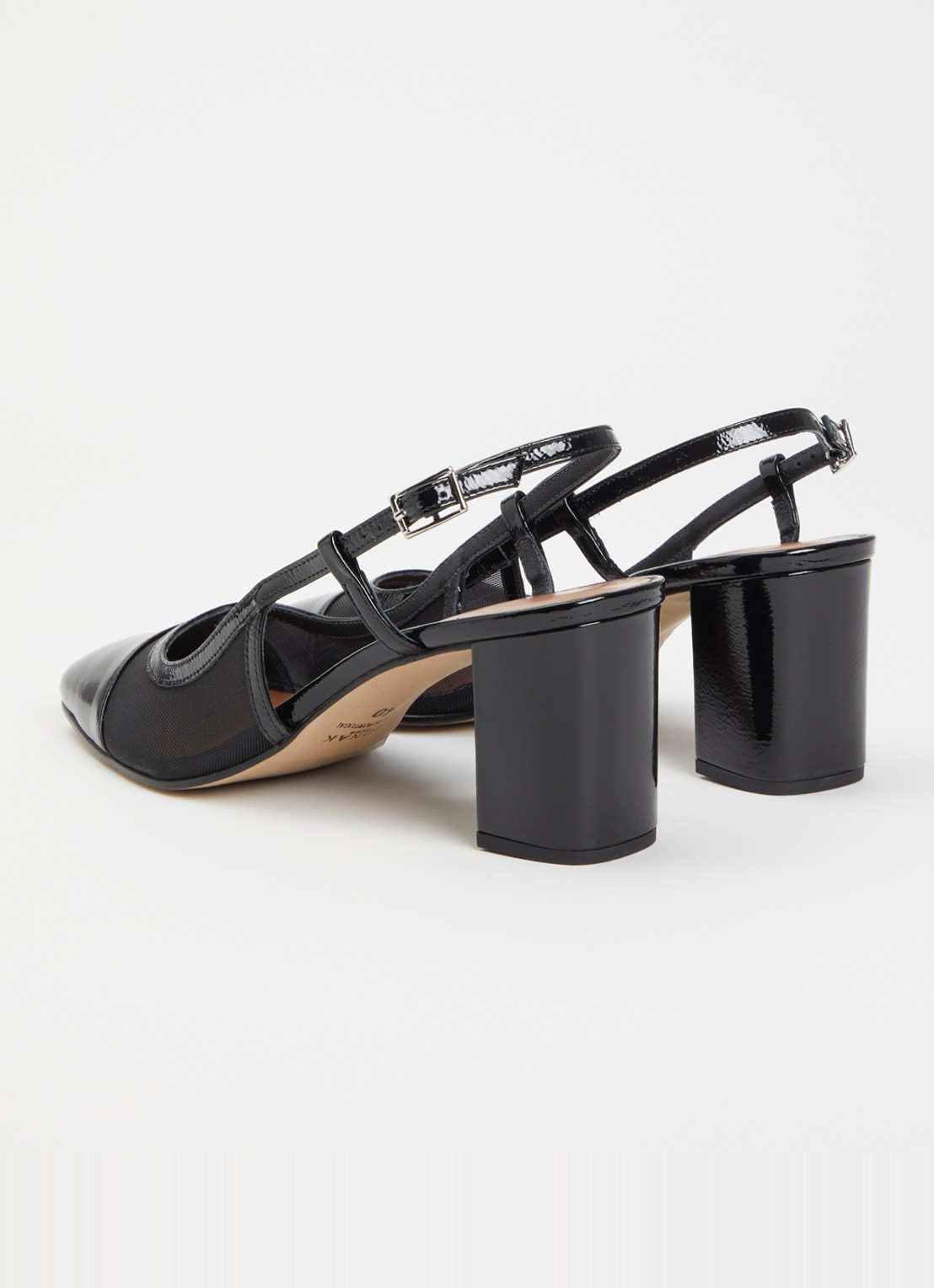 Jonak Drag slingback van lakleer met details van mesh - achterkant zwart