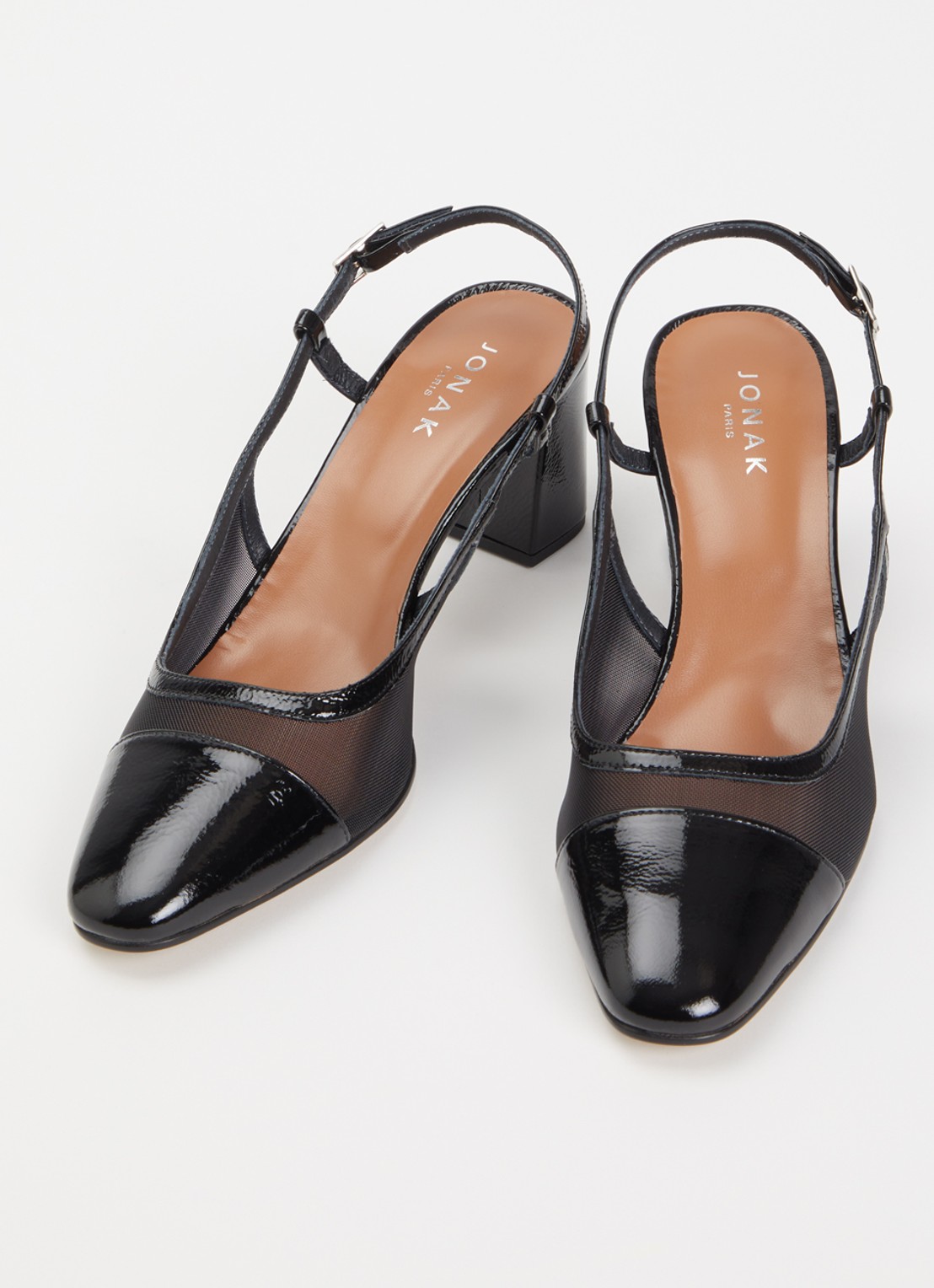 Jonak Drag slingback van lakleer met details van mesh - detail 2 zwart