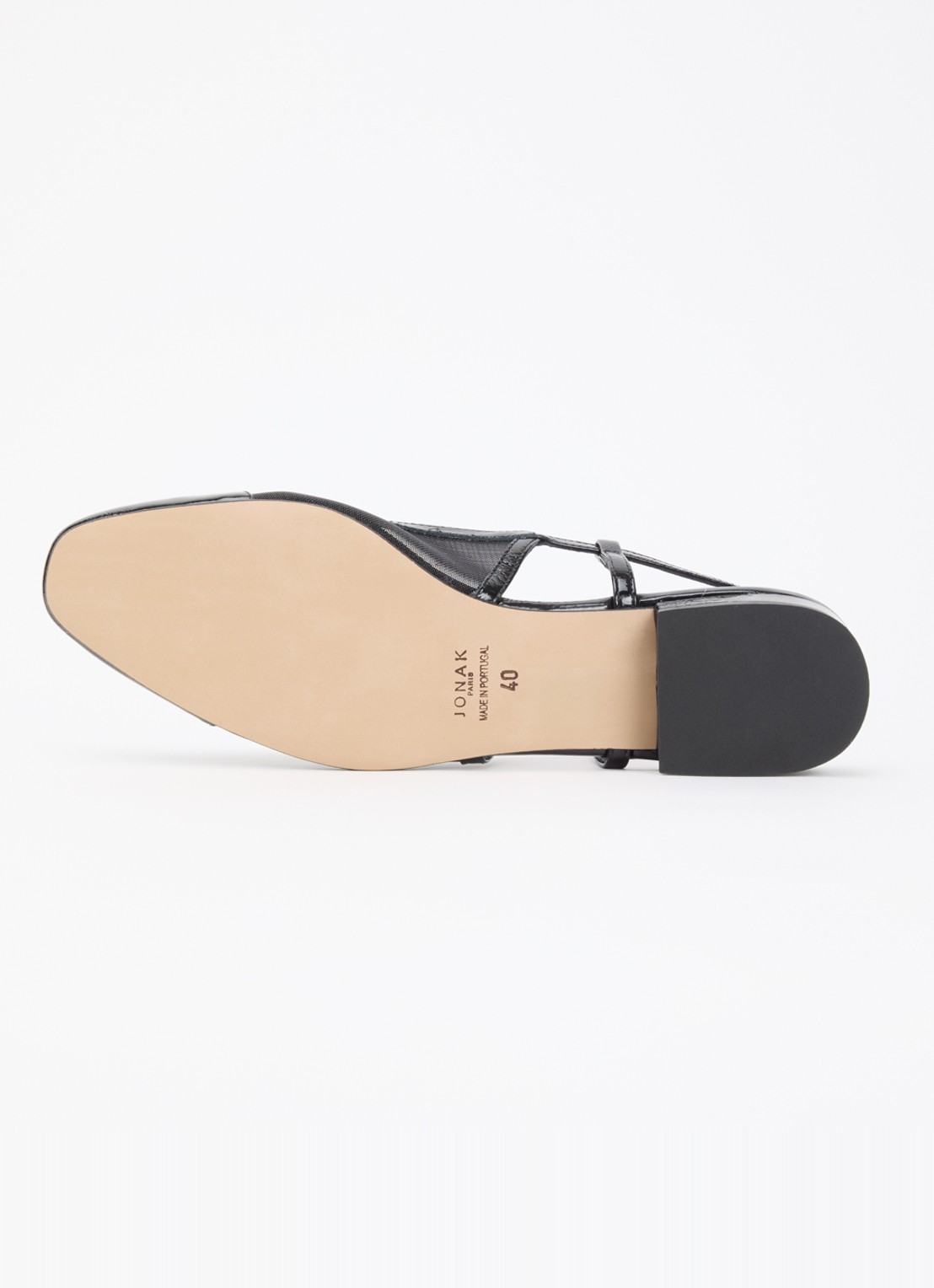 Jonak Dragus slingback van kalfsleer met mesh details en lakfinish - detail 3 zwart