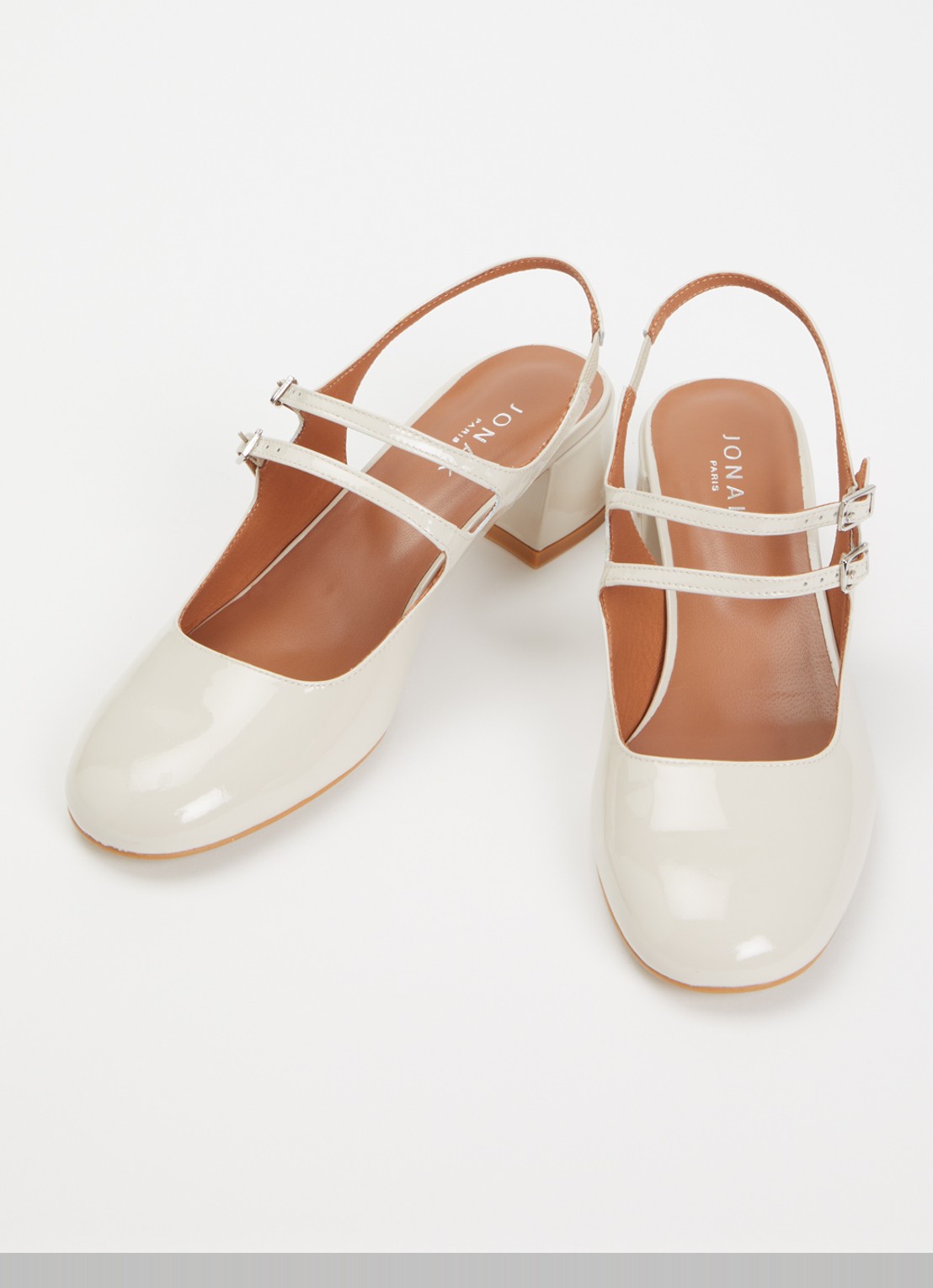Jonak Drible slingback van kalfsleer met gespdetail - detail 3 ivoor
