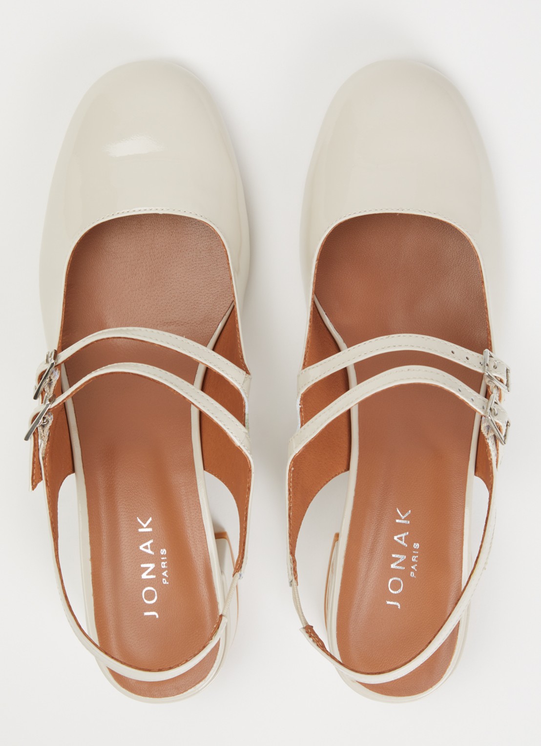 Jonak Drible slingback van kalfsleer met gespdetail - detail 4 ivoor