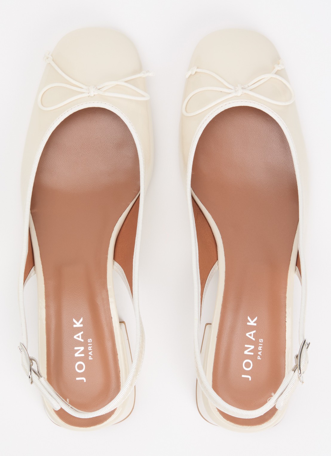 Jonak Dybilo slingback van kalfsleer met lakfinish - detail 4 ivoor