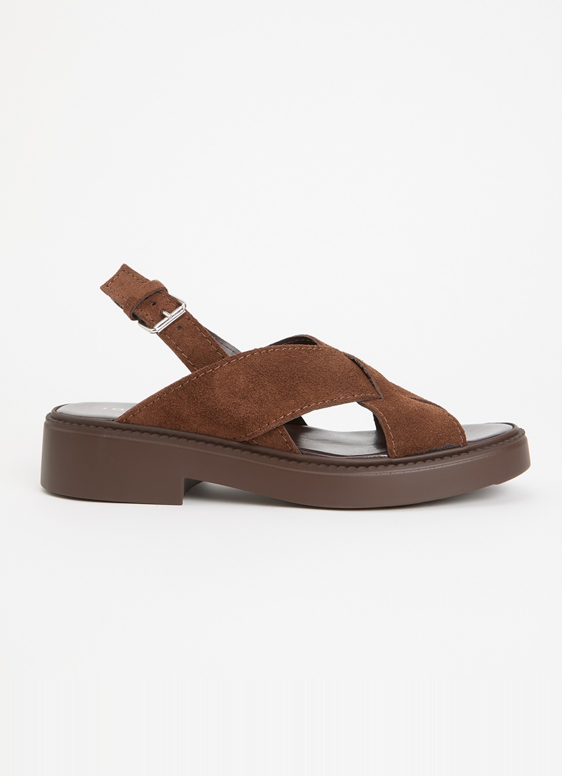Jonak Elio sandalette van suède - voorkant donkerbruin