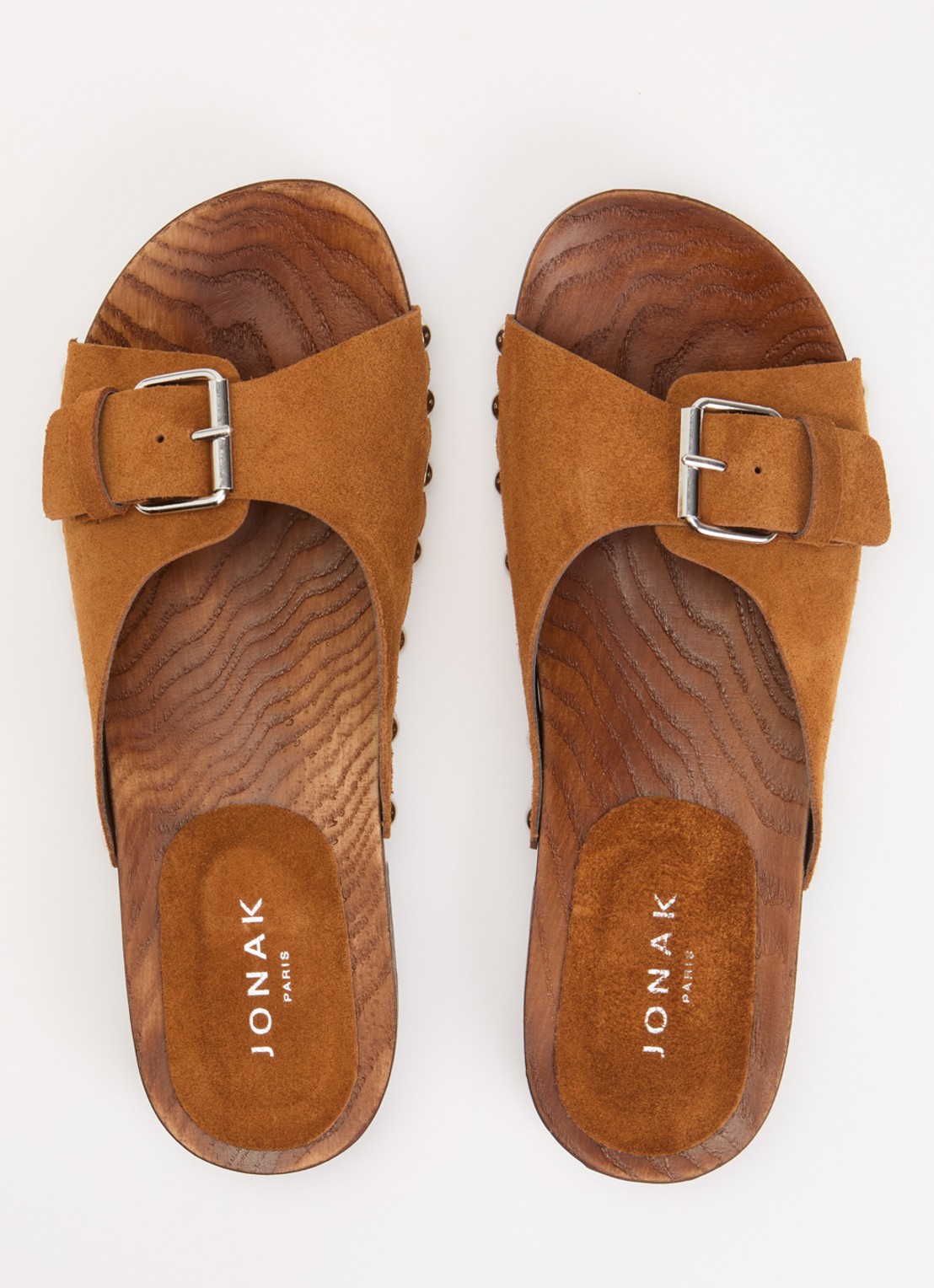 Jonak Enora muiltje van suéde met studs - detail 3 cognac