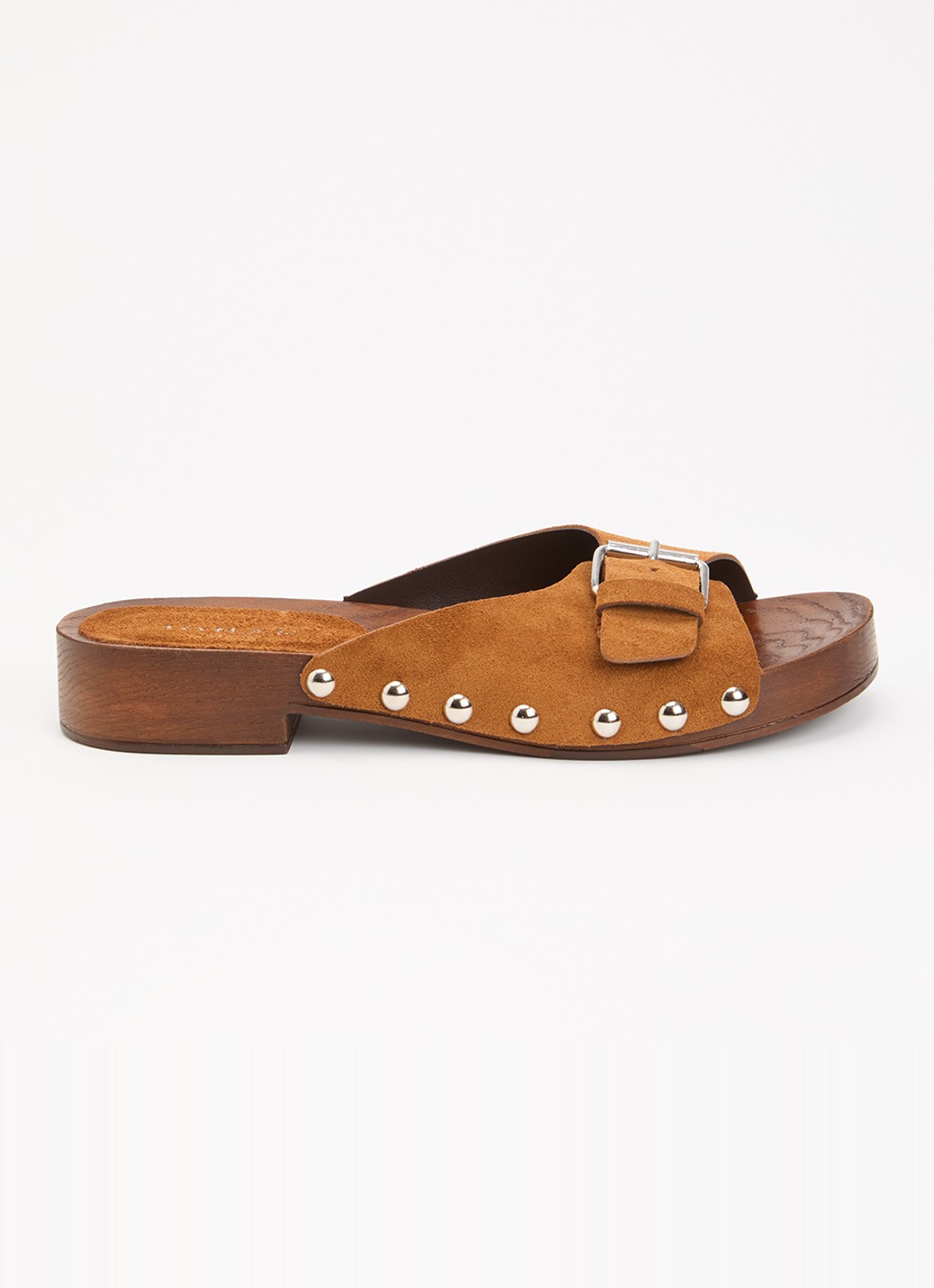 Jonak Enora muiltje van suéde met studs - voorkant 5 cognac