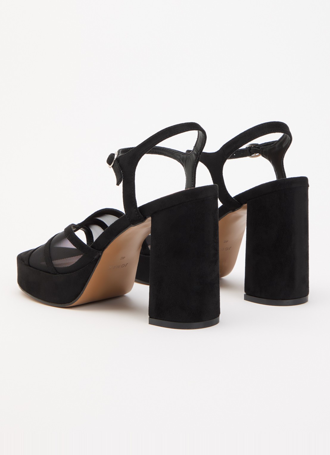Jonak Jennyfer sandalette met details van mesh - achterkant 5 zwart