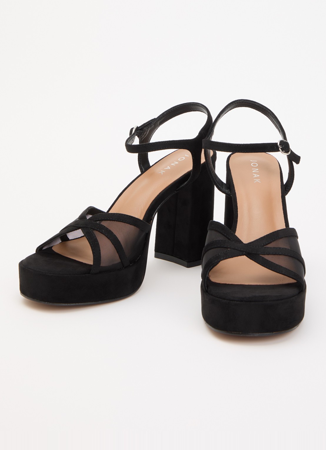 Jonak Jennyfer sandalette met details van mesh - detail zwart