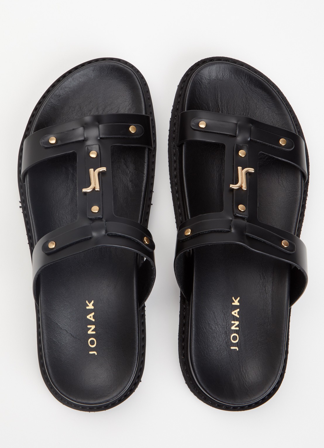 Jonak Luana slipper van kalfsleer - detail 2 zwart