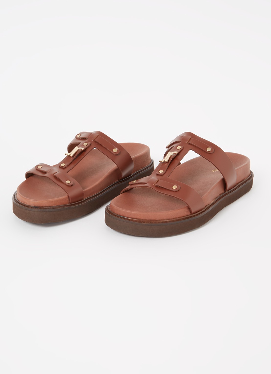 Jonak Luana slipper van kalfsleer - detail 4 bruin