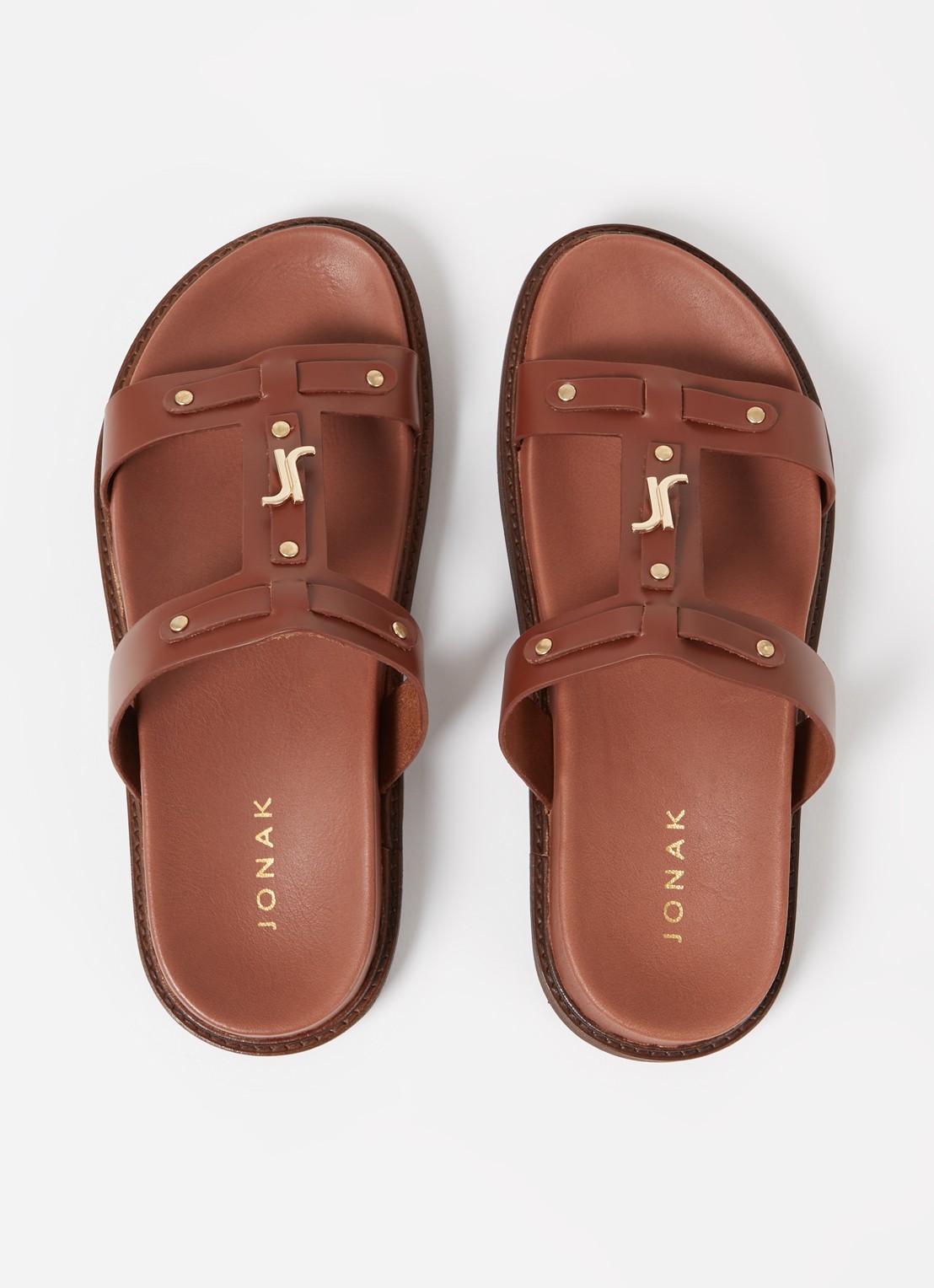 Jonak Luana slipper van kalfsleer - detail 5 bruin