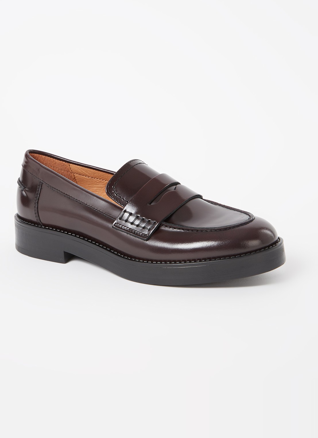 Jonak Mirna loafer van leer  - voorkant 5 aubergine