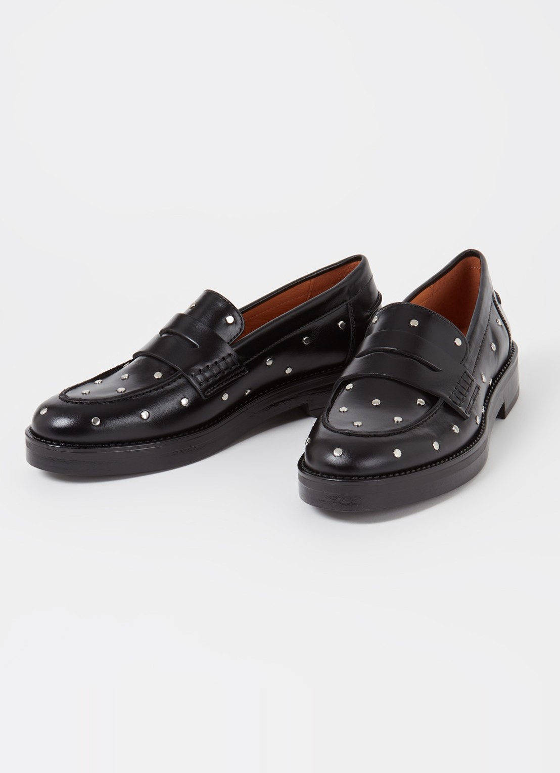 Jonak Mirnou loafer van leer met studs - detail 4 zwart