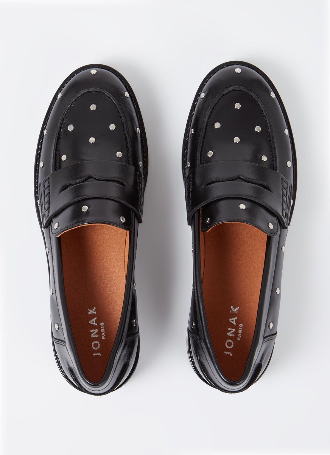 Jonak Mirnou loafer van leer met studs - detail 5 zwart