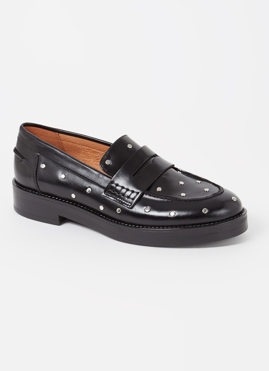Jonak Mirnou loafer van leer met studs - voorkant 2 zwart