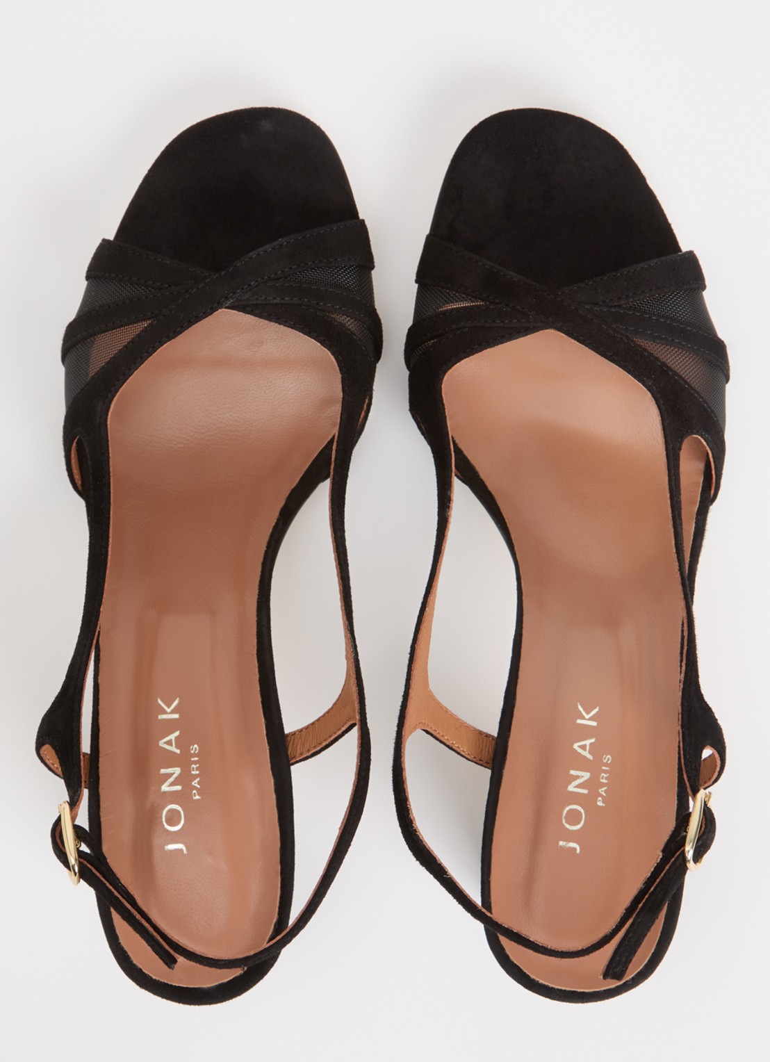 Jonak Vahine sandalette van geitensuède met mesh details - detail 3 zwart