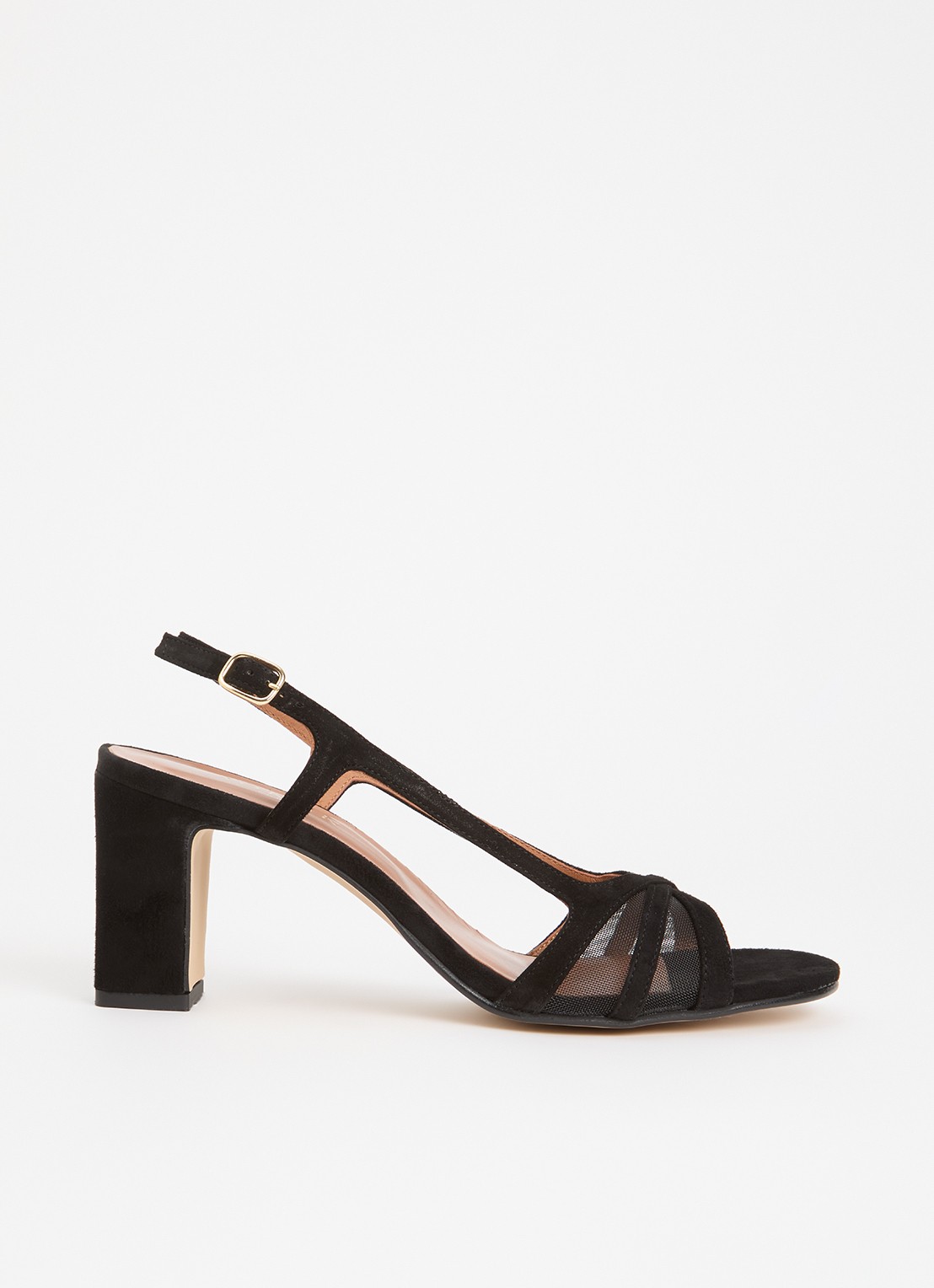Jonak Vahine sandalette van geitensuède met mesh details - voorkant 5 zwart