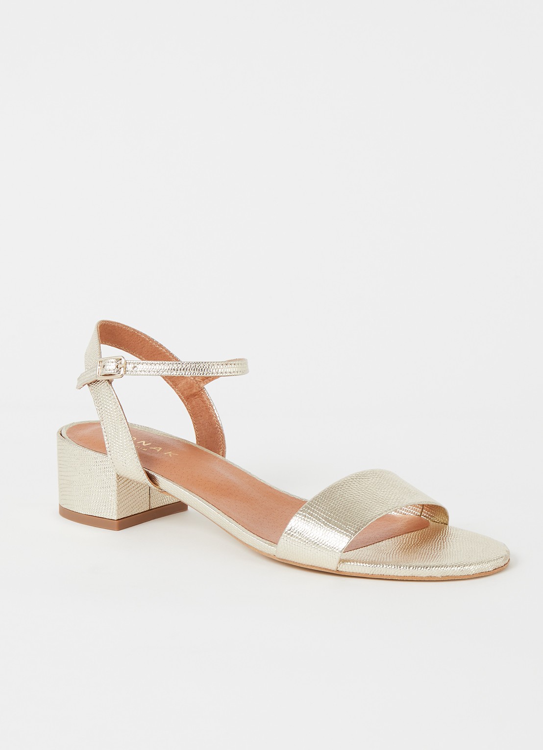 Jonak Via Bis sandalette van leer met metallic finish - voorkant goud