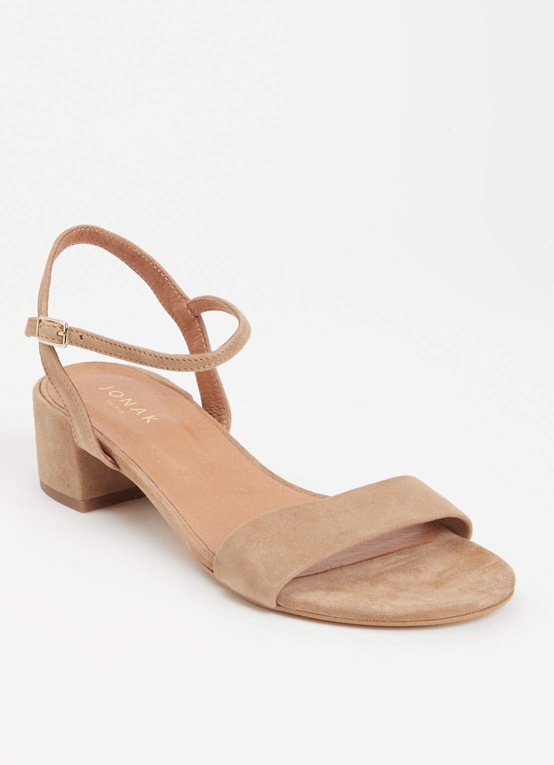 Jonak Via Bis sandalette van suède - voorkant 3 camel