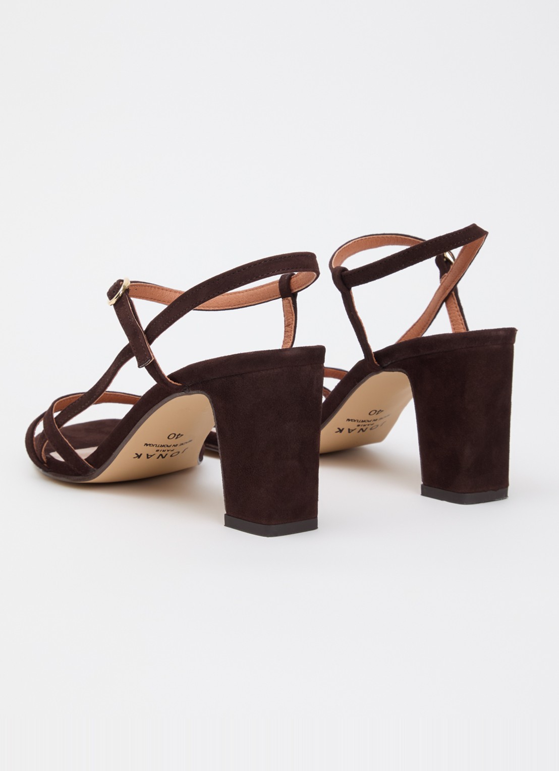 Jonak Vicomte sandalette van geitensuède - achterkant chocoladebruin