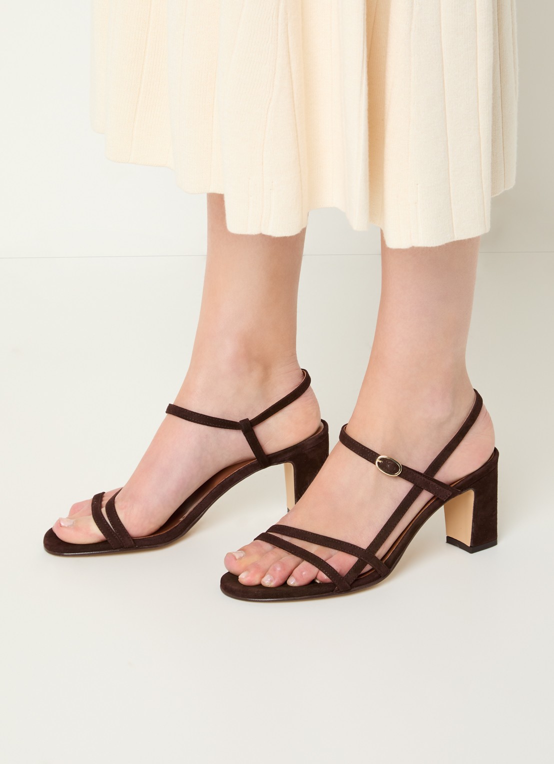 Jonak Vicomte sandalette van geitensuède - voorkant 3 chocoladebruin