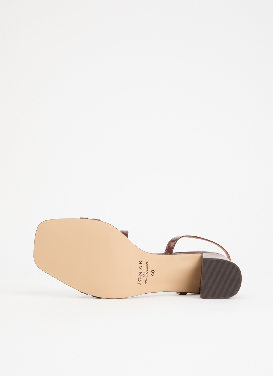 Jonak Vimy sandalette van kalfsleer met lakfinish - detail 5 kastanjebruin
