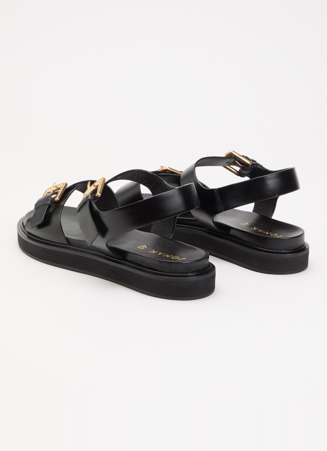Jonak Waf sandaal van leer met gespdetail - achterkant zwart