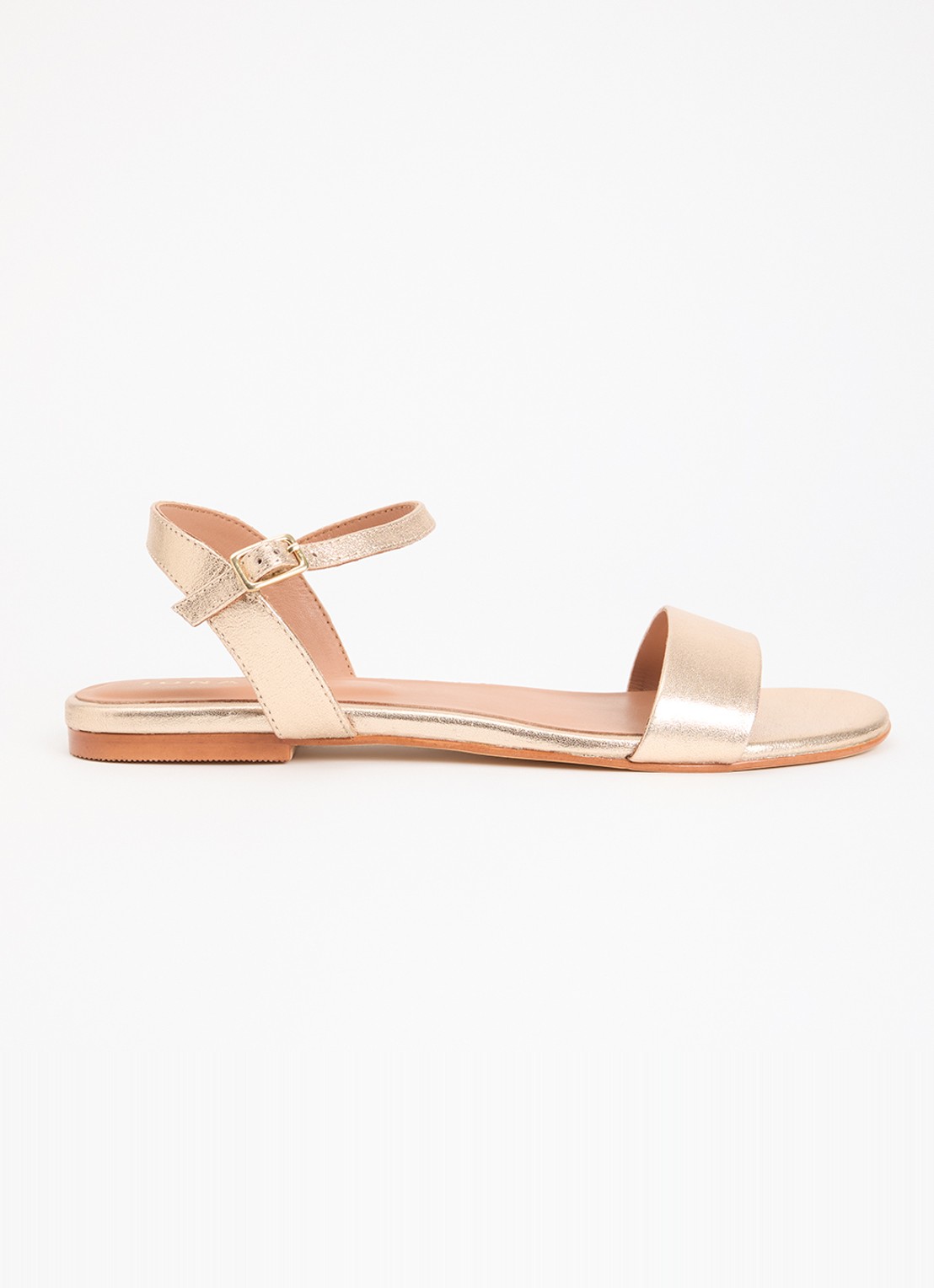 Jonak Wagram sandaal van schapenleer met metallic finish - voorkant roségoud