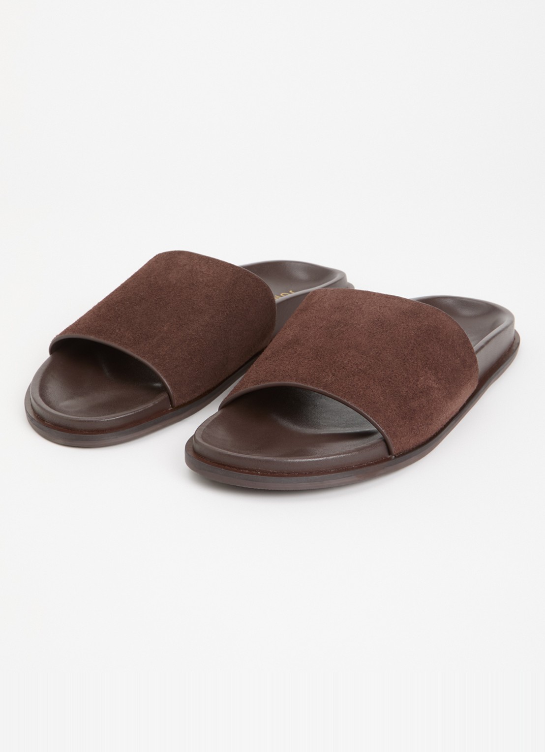 Jonak Warner slipper van leer - detail 4 donkerbruin