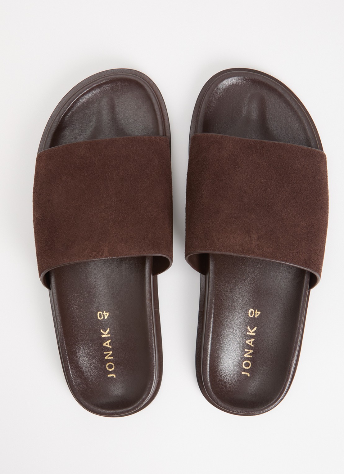 Jonak Warner slipper van leer - detail 5 donkerbruin