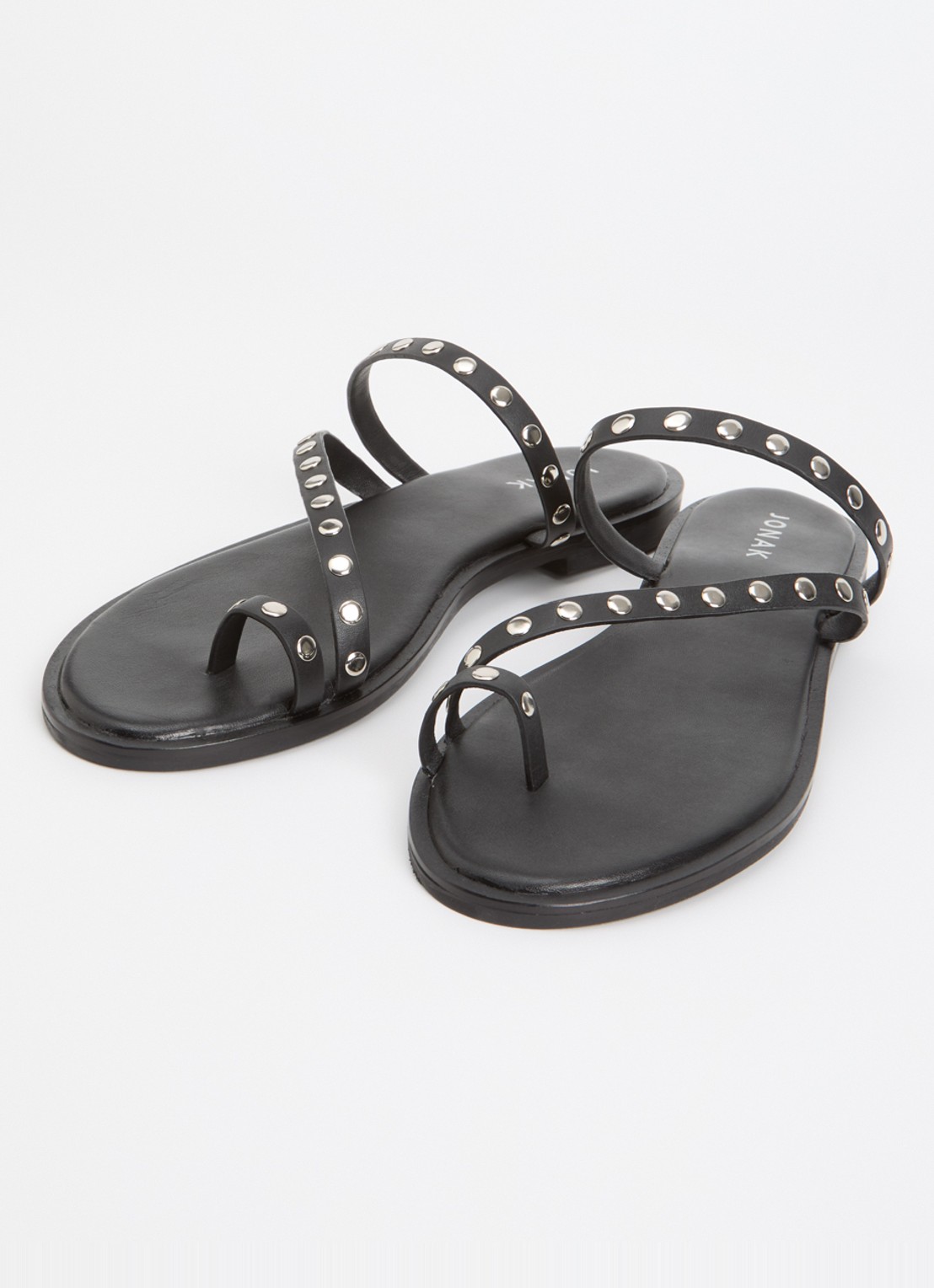 Jonak Wicket slipper van kalfsleer met studs - detail 2 zwart