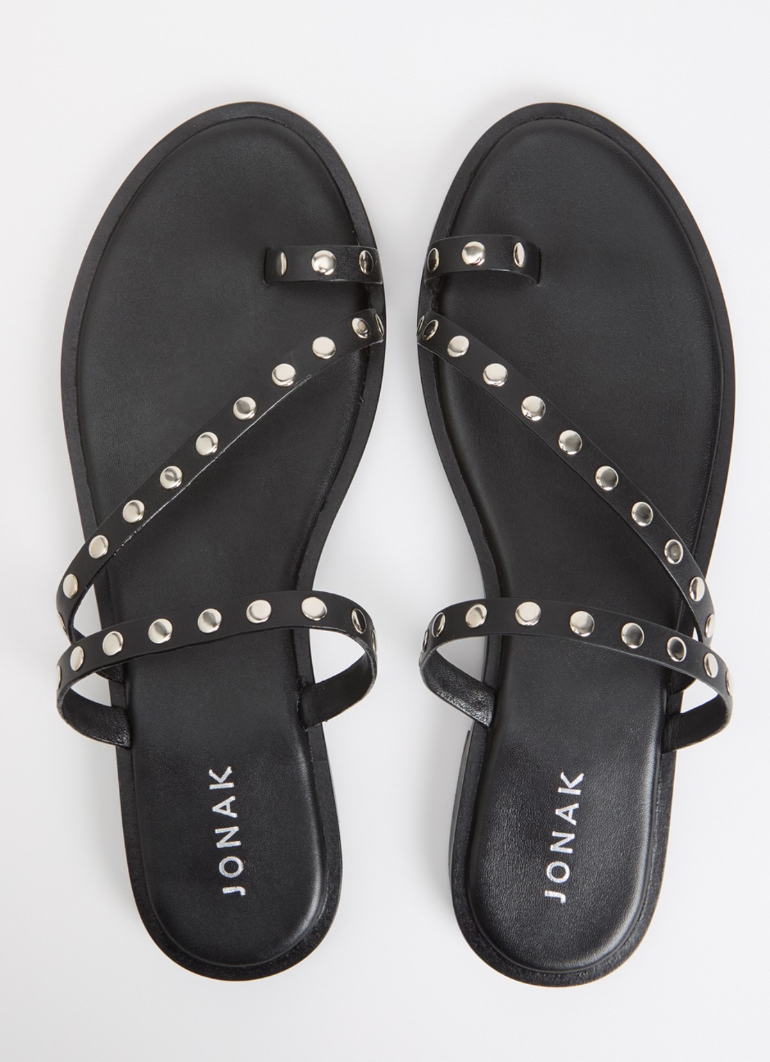Jonak Wicket slipper van kalfsleer met studs - detail 3 zwart