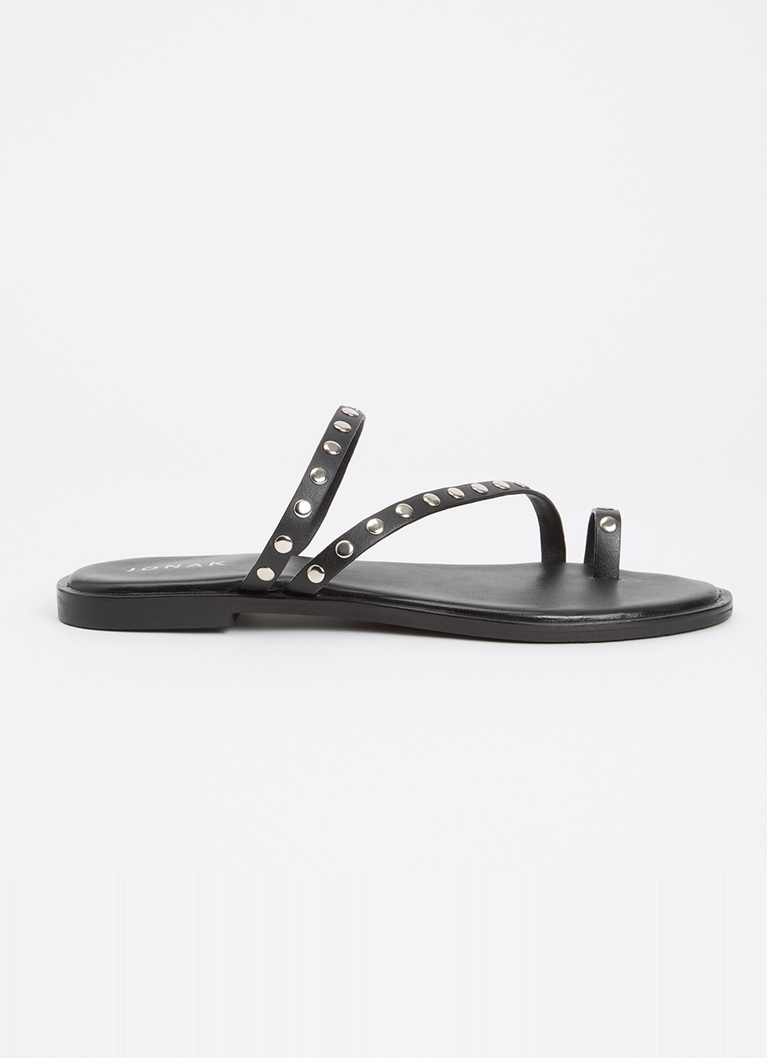 Jonak Wicket slipper van kalfsleer met studs - voorkant 5 zwart