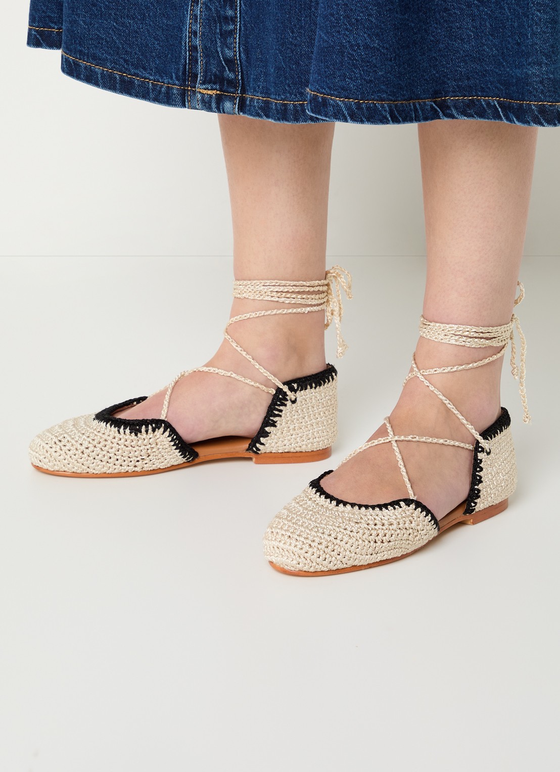 Jonak Wully ballerina met gebreid bovenwerk - voorkant 2 beige
