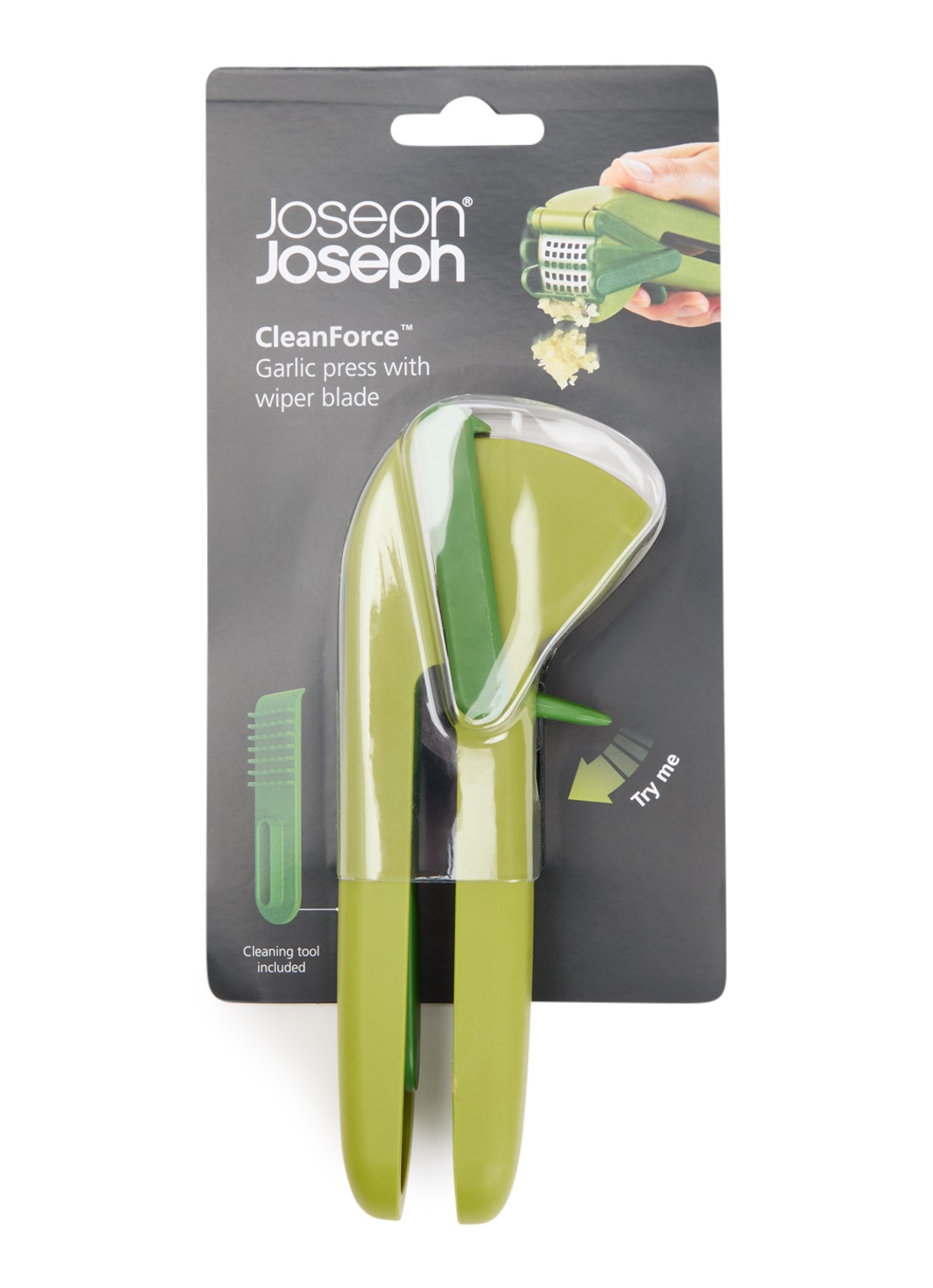 Joseph Joseph CleanForce knoflookpers  - voorkant mosgroen