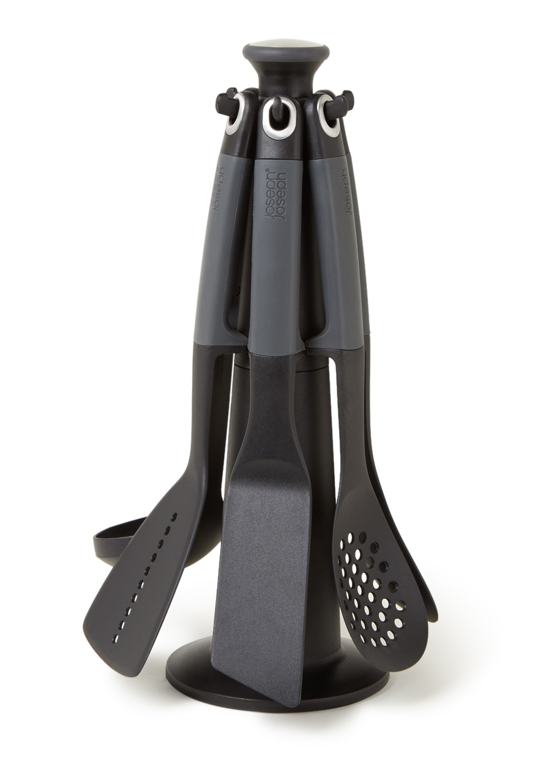 Joseph Joseph Elevate Carrousel houder met keukengerei set 6-delig - voorkant 2 zwart