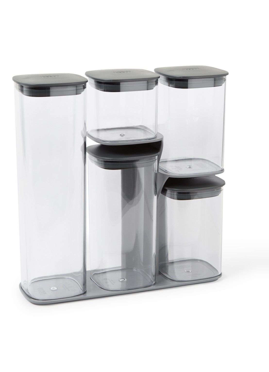 Joseph Joseph Podium Carrousel voorraaddoos met houder set van 5 - voorkant transparant