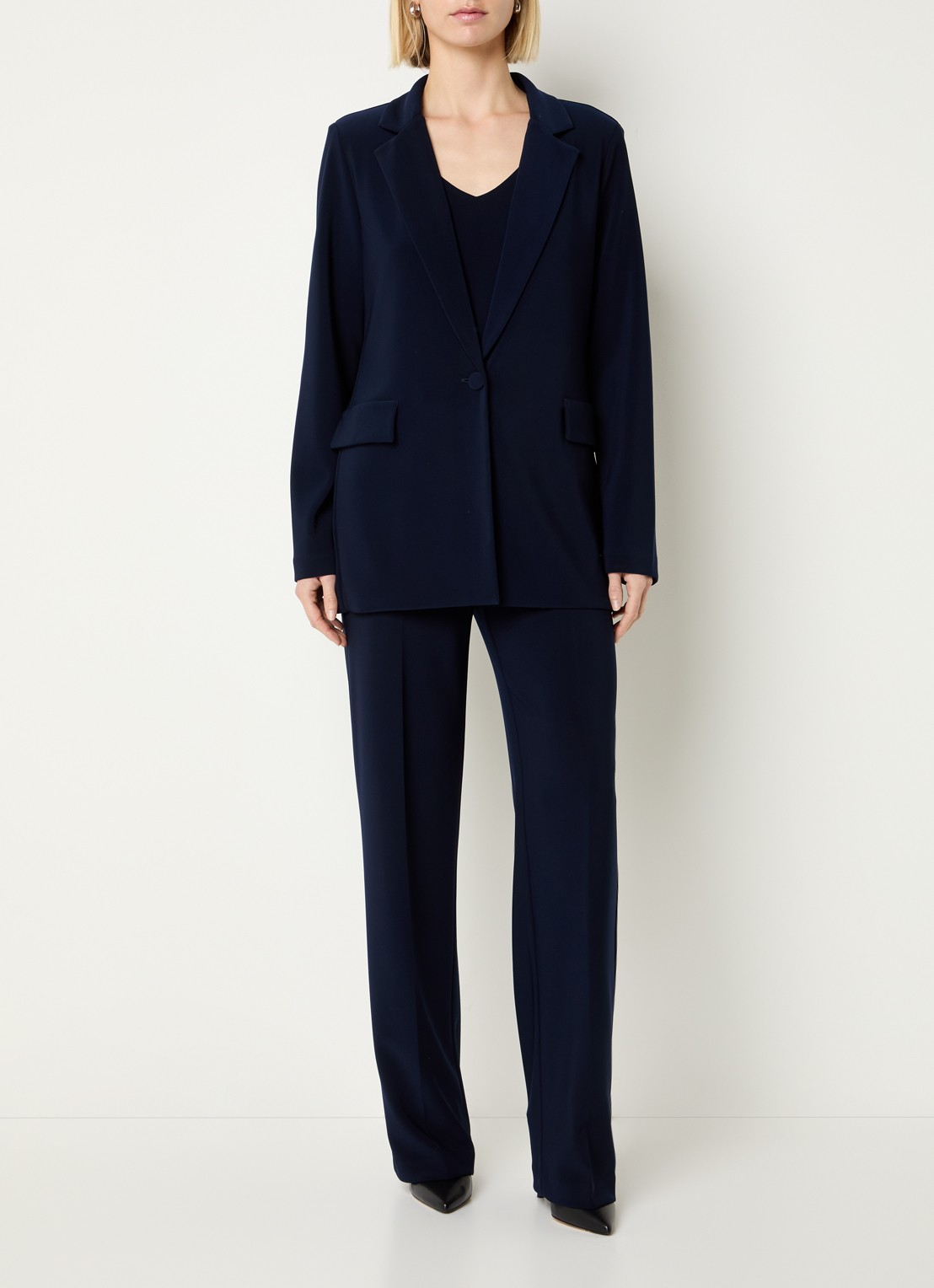 Joseph Ribkoff Blazer met klepzakken en schoudervulling - voorkant 3 donkerblauw