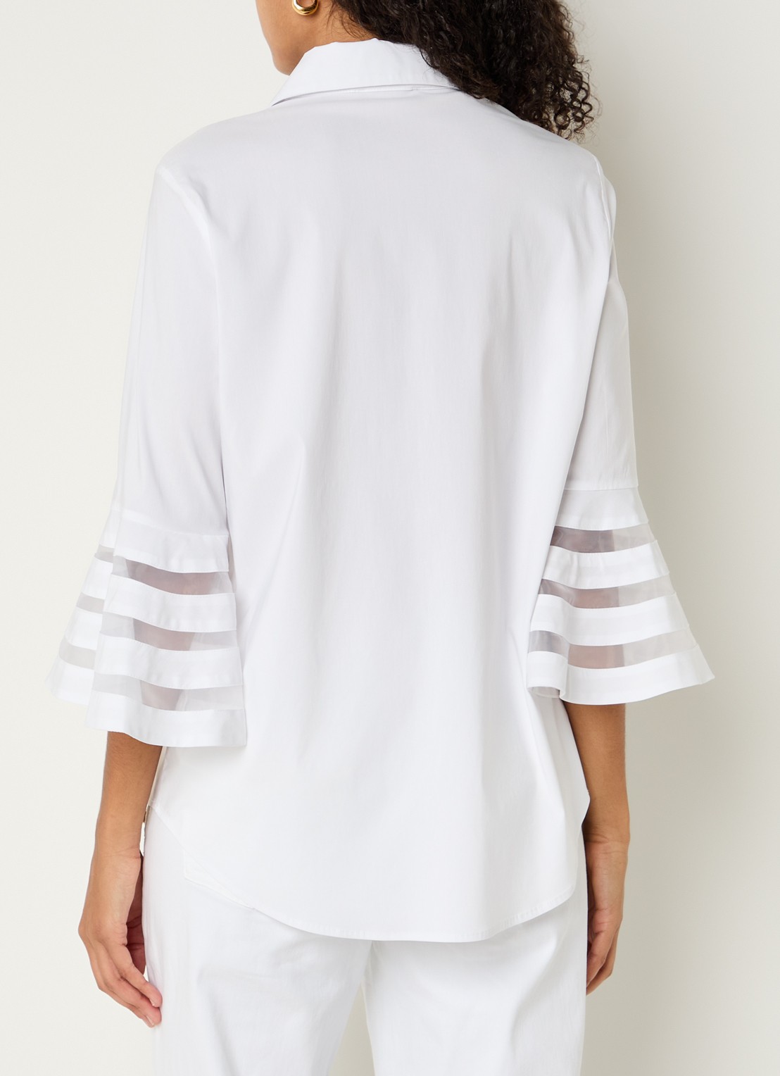 Joseph Ribkoff Blouse met kraag en trompetmouwen - achterkant wit