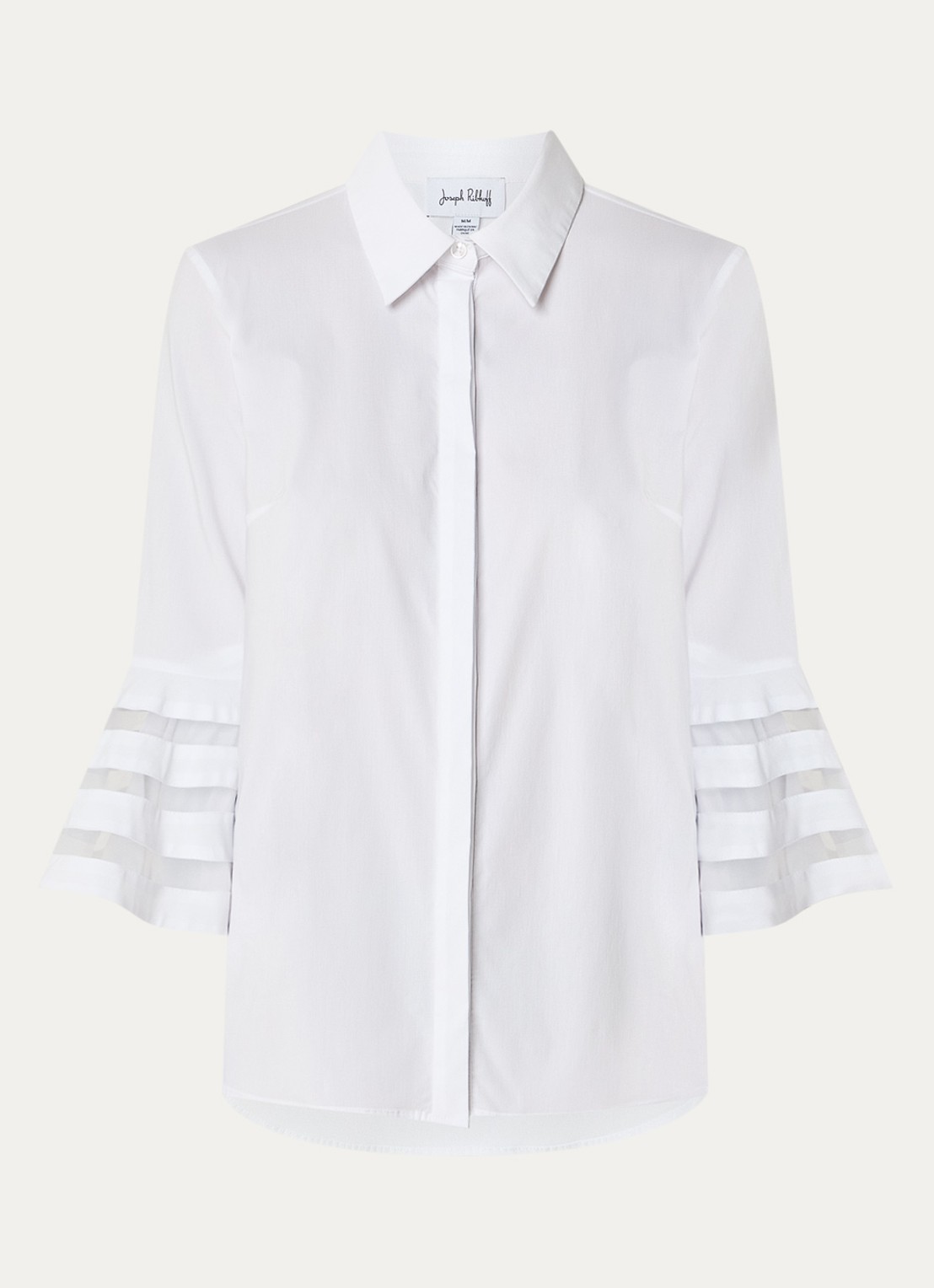 Joseph Ribkoff Blouse met kraag en trompetmouwen - voorkant 3 wit